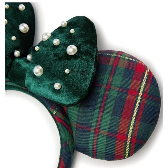 Disney Parks Minnie Mouse Holiday Plaid Ears Headband for Adults 2025 New - Picture 3 of 4